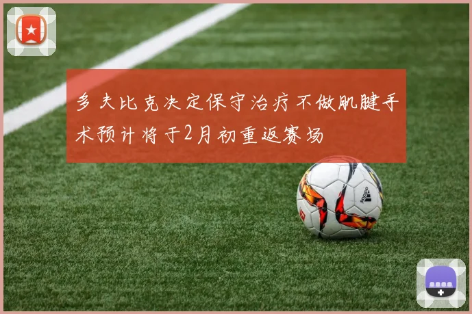 多夫比克决定保守治疗不做肌腱手术预计将于2月初重返赛场